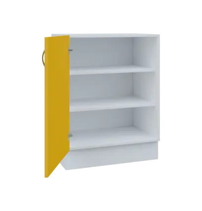 MS - 65D spodní skříňka, 1-dveřová, levá, 908x654x600, korpus bílý, dvířko žlutá odio